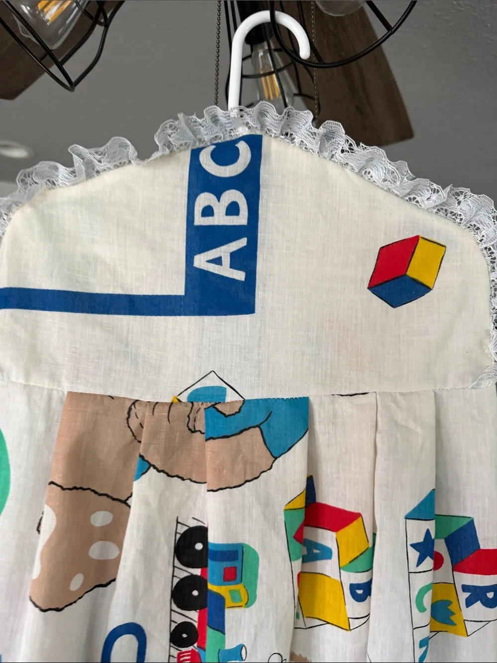 Vintage Cloth ABC Block Diaper Stacker - White with Primary Color Blocks